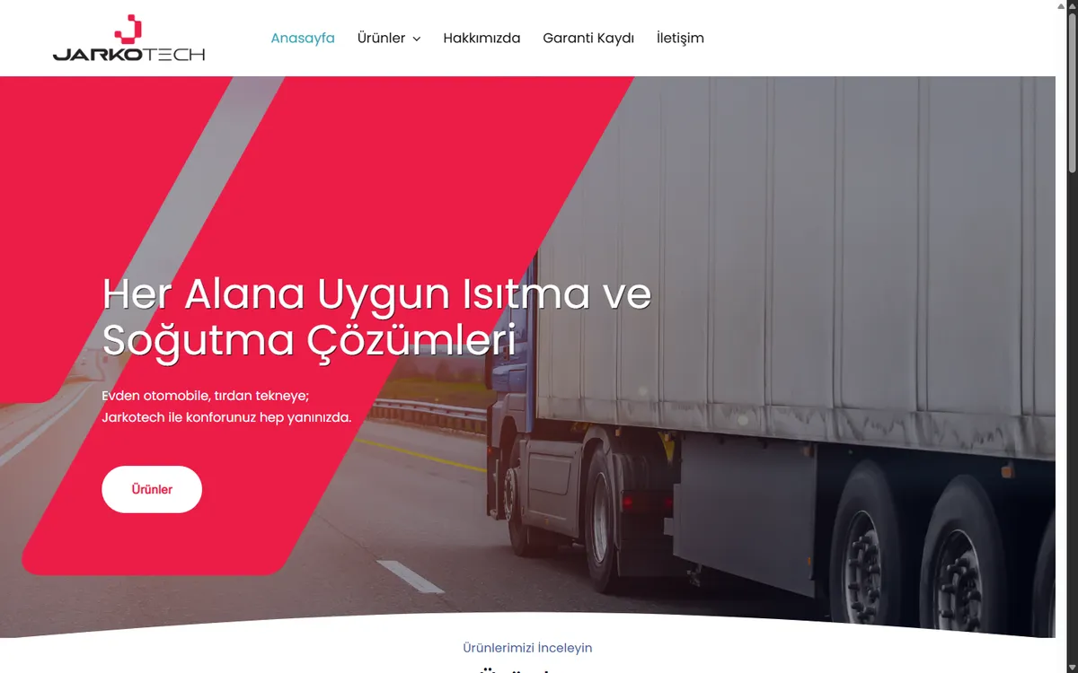 Jarkotech web sitesinin ana sayfası